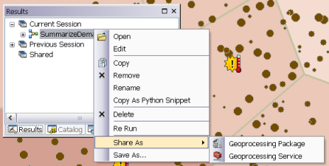 Sharing a geoprocessing result as a geoprocessing service