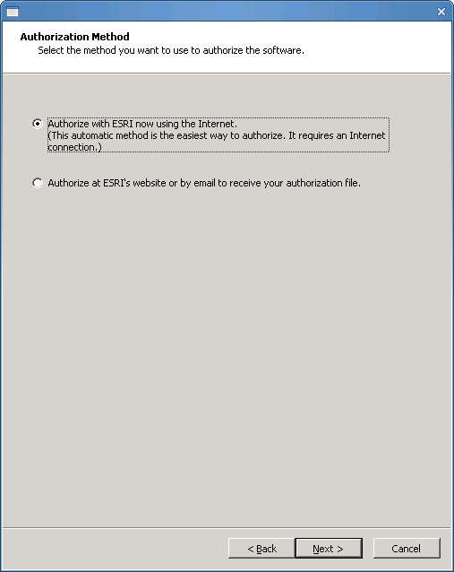 Authorization Method dialog box Authorization Method dialog box