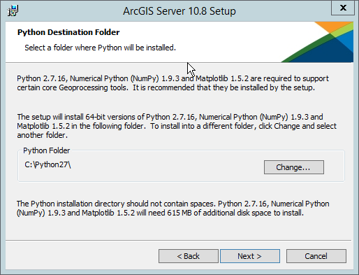 Python Destination dialog box Python Destination dialog box