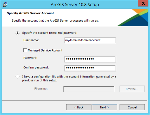 Using a domain account Using a domain account